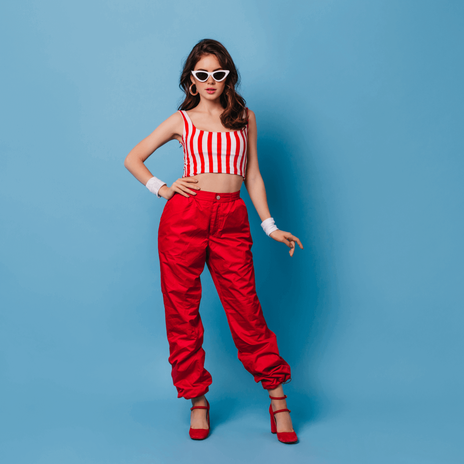 Athletic Mesh Sports Leggings - Red