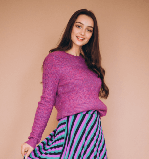 Cozy Knit Cardigan Sweater - Purple